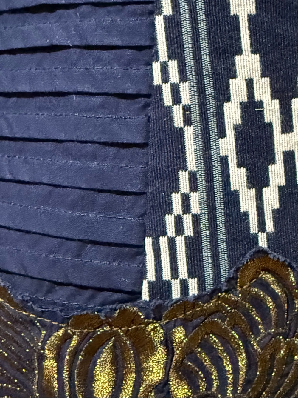 Anthropologie x Floreat Print Embroidered Blue White Floral Bronze Dress size 0 - Picture 9 of 12